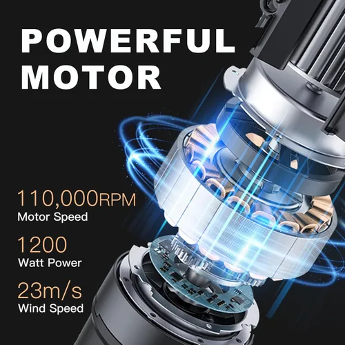 Vista 3 de Secador de cabello, [Super Mini] Secador soplador iónico de alta velocidad de 110V de viaje, 200 millones de iones negativos, motor sin escobillas