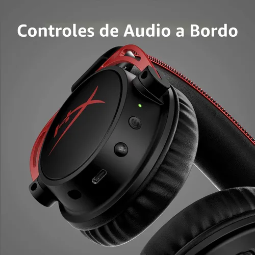 Vista 6 de HyperX Cloud Alpha Wireless - Auriculares para juegos para PC, batería de 300 horas, auriculares DTS: audio espacial X, espuma viscoelástica