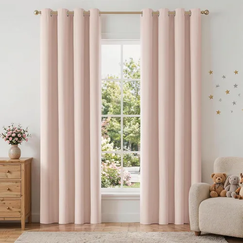Vista 79 de ChrisDowa Cortinas 100% Opacas de Abedul Sólido de 45 Pulgadas de Largo, 2 Paneles para Dormitorio y Sala de Estar, Estilo Granja Oscurecedoras