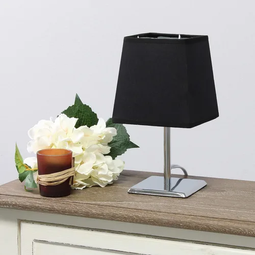 Vista 13 de Simple Designs LT2062-GRY - Mini lámpara de mesa de cromo cuadrado con pantalla de tela Empire, gris