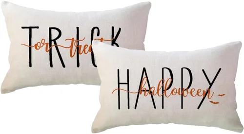 Vista 10 de ULOVE LOVE YOURSELF Fundas de almohada decorativas de Halloween negras de 18 x 18 pulgadas, fundas de almohada de murciélago para decoración