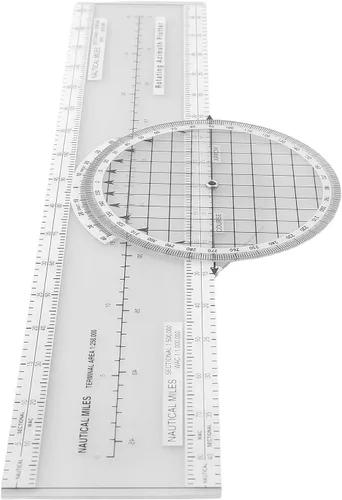 Vista 7 de Aviation Plotter Slide Rule, 360° Rotating Azimuth Navigation Ruler for VFR Flight Planning, Vector Measuring Tool with Map Scale for Pilots, CRP-1