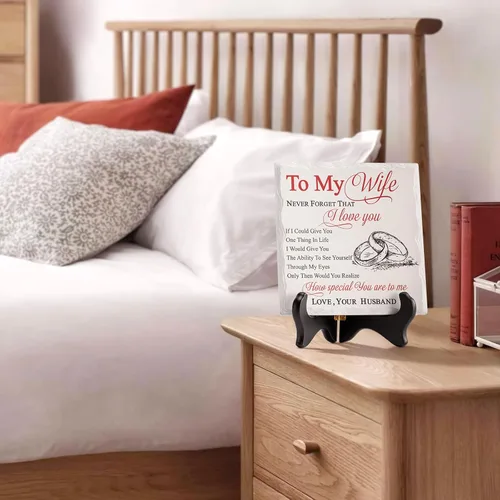 Vista 6 de LukieJac Regalos para esposa del esposo romántica de cerámica I Love You, placa de regalo para esposa, ideas de regalo de cumpleaños, día de San