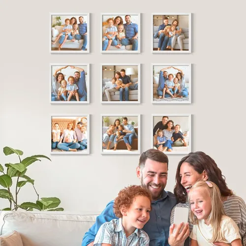 Vista 42 de Renditions Gallery Impresiones fotográficas personalizadas de 8 x 8 con marcos de fotos de madera real. Crea collage de fotos personalizado con Azul