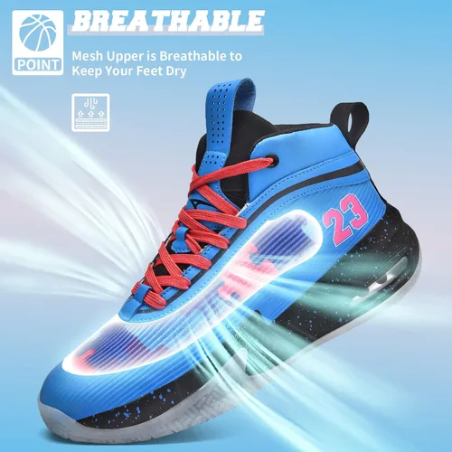 Vista 5 de ASHION Men's Basketball Shoes Mid Basketball Sneakers Non-Slip Outdoor Cushioning Workout Shoes