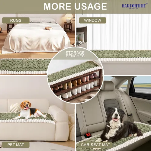 Vista 6 de HANDONTIME Funda para sofá de perro con diseño geométrico de jacquard, fundas de sofá lavables, divertidas y esponjosas, funda de cojín para sofá