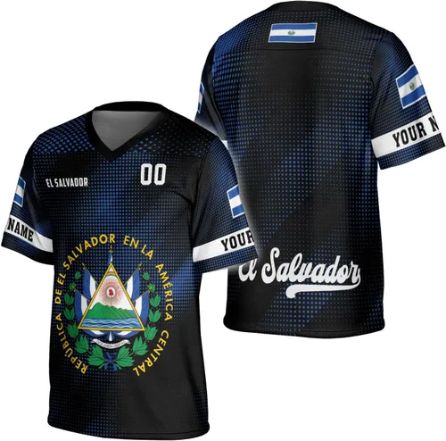 Vista 18 de Camiseta de fútbol de El Salvador personalizada de El Salvador Jersey de fútbol de El Salvador para hombres, camisas de El Salvador 3D