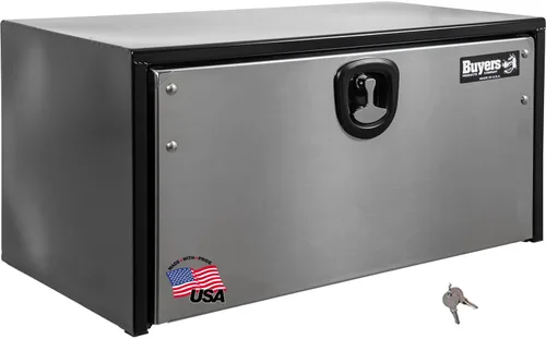 Vista 11 de Buyers Products 1703700 - Caja de almacenamiento para debajo del camión de acero negro con puerta de acero inoxidable pulido plateado, 14 x 16 x 24