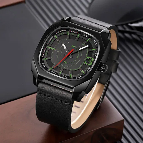 Vista 3 de findtime Relojes para hombre con correa de cuero de 10.039 in, reloj analógico impermeable de 98.4 ft para hombres