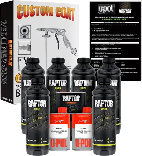 Vista 12 de Custom Shop Revestimiento de uretano en aerosol para cama de camión negro, kit de 1 cuarto de galón con endurecedor