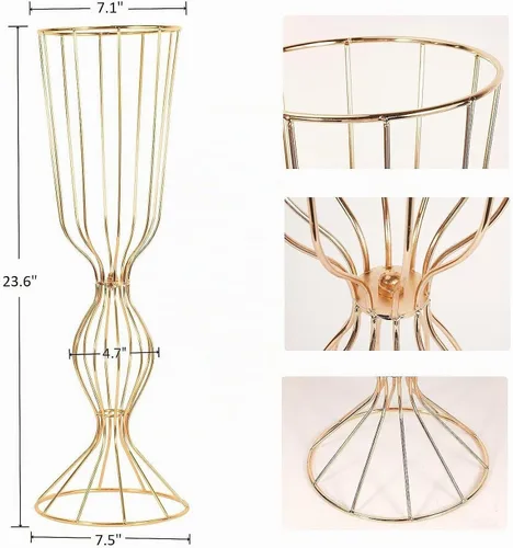 Vista 5 de [Usado] Soportes de exhibición para centros de mesa de boda, 2 piezas de jarrones de flores de 23.6 pulgadas de alto, jarrones de soporte