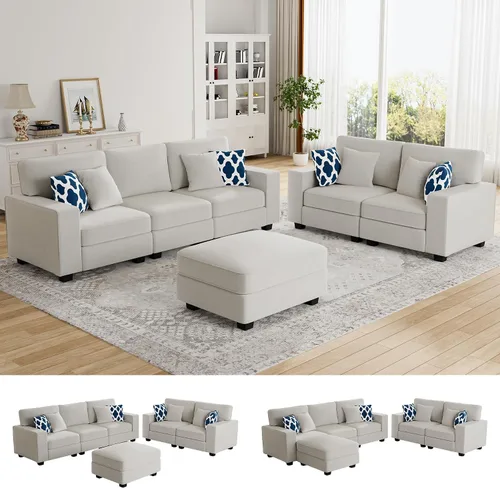 Vista 23 de Legend Vansen - Sofá seccional modular en forma de U con otomano, sofá de esquina reversible moderno para sala de estar (Antracita, 2+3 con otomano)