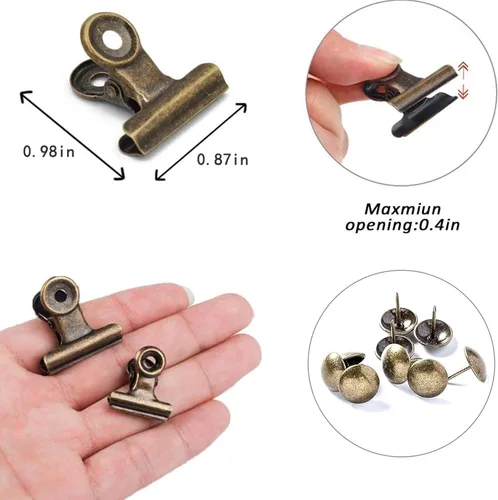 Vista 3 de Pinzas Bulldog con agujero para pasador, clips de archivo de papel con resorte fuerte, clips de metal pequeños, abrazaderas de sellado para bolsas