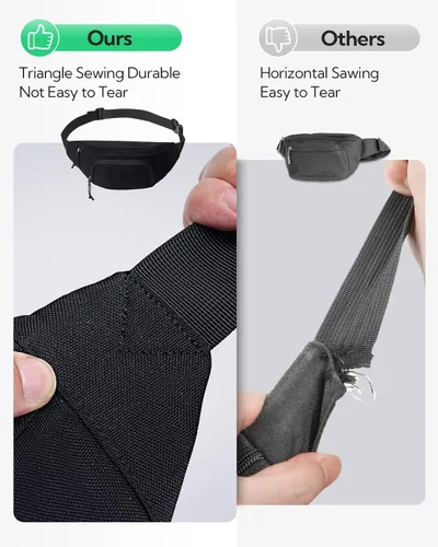 Vista 6 de WATERFLY Cangurera cruzada grande bolsa de cintura delgada, bolsa deportiva para mujer y hombre, mochila de viaje a la moda, para correr, caminar
