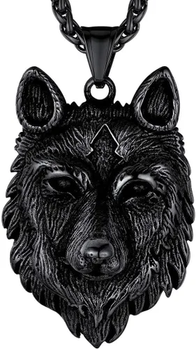 Vista 9 de Richsteel Phoenix/Wolf/Rock Hand/Skeleton Necklace for Men Phoenix Negro