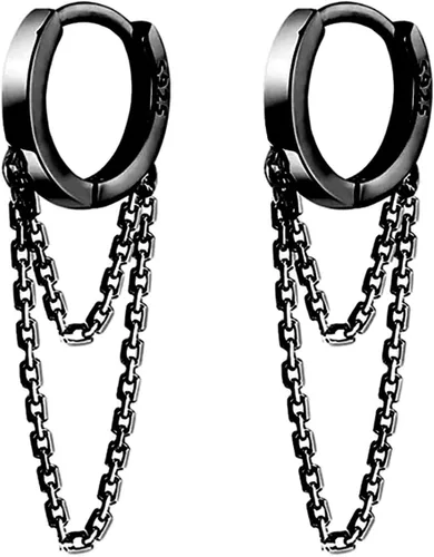 Vista 10 de Reffeer - Aretes colgantes de plata esterlina 925 maciza con borla, arracadas para mujeres y adolescentes A-Plata