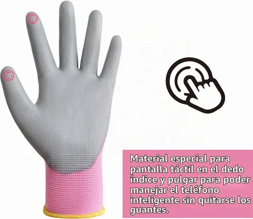 Vista 3 de DULFINE Touchscreen Work Gloves for Women 12 Pairs, PU Coated