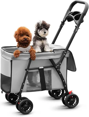 Vista 8 de Cochecito para mascotas Gato Perro Cochecito Viaje Plegable Pet Carriers