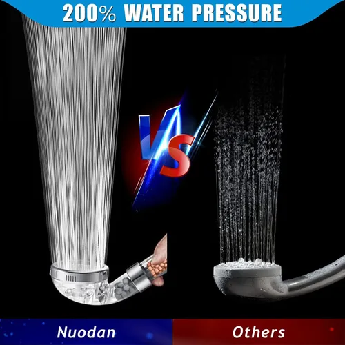 Vista 2 de Cabezal de ducha de mano con filtro - Cabezal de ducha de alta presión con 3 ajustes de pulverización, filtro para agua dura - Para piel y cabello