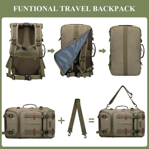 Vista 7 de WITZMAN Mochila de Viaje para Hombres 40L Grande Equipaje de Mano Aprobado por Aerolíneas Convertible 3 en 1 Bolsas para Laptop Caben 17 pulgadas