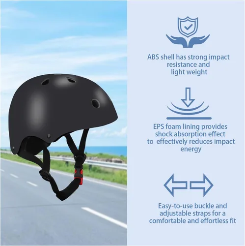 Vista 5 de Casco de bicicleta ajustable con gradiente de color para niños con set de rodilleras y coderas Equipo de seguridad multideporte para niños y niñas