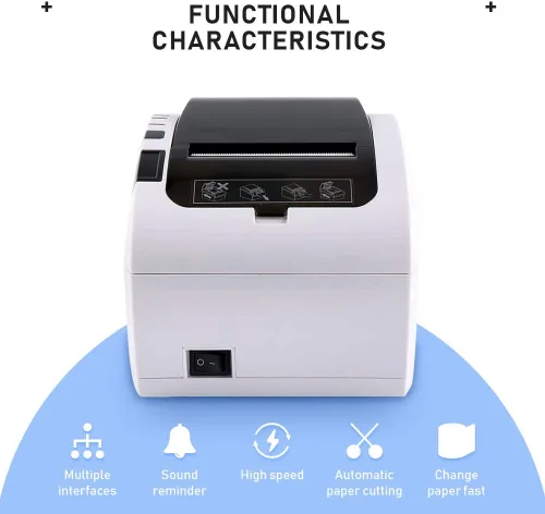 Vista 4 de MUNBYN Impresora POS, impresora térmica de recibos de 3.150 in, impresora de cocina con cortador automático de montaje en pared, ESC/POS funciona