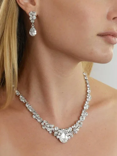 Vista 3 de Mariell Glamorous - Juego de collar y aretes de boda de cristal transparente bailes damas de honor o madre de novia Metal Metal Cristal cristal
