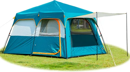 Vista 14 de KTT Extra Large Tent 8-10-12-14 Person(A),Family Cabin Tents,2 Rooms,3 Doors and 3 Windows with Mesh,Straight Wall,Waterproof,Double Layer,Big Tent