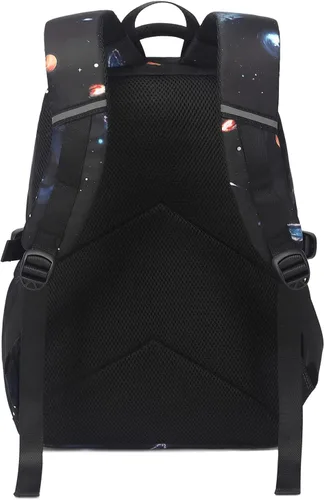 Vista 3 de Mochila escolar para niños, bolsa de libros para el espacio exterior con lonchera 3 en 1, Con color, Mochilas Daypack