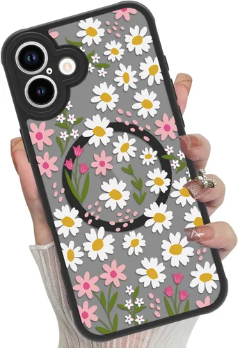 Vista 36 de Funda magnética para iPhone 17 Pro [compatible con MagSafe], bonita funda de moda con estampado de leopardo negro, translúcida, mate, parte trasera