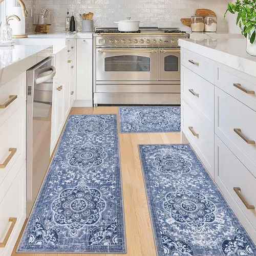 Vista 13 de Ileading Juego de 3 alfombras de cocina bohemias con corredor, alfombra de cocina, alfombras y tapetes antideslizantes lavables para cocina, suelo