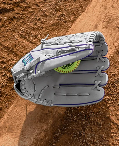 Vista 7 de Wilson Guantes de sóftbol A500 Siren Fastpitch 2026 Blanco/Púrpura/Espuma de mar