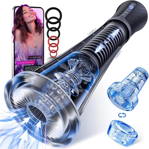 Vista 8 de Juguetes sexuales para hombre, juguetes para adultos, masturbador masculino de 3 mangas, bomba de placer de coño de bolsillo, control inteligente