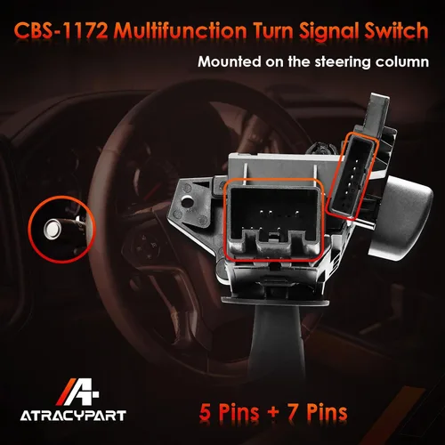 Vista 6 de Interruptor multifunción de señal de giro con control de atenuación de faros Reemplazo para 2014-2021 Chevy Silverado y GMC Sierra