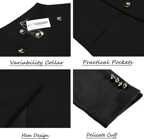 Vista 5 de Coofandy bléiser informal de corte entallado con botonadura doble para hombre