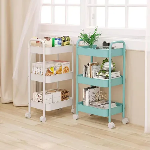 Vista 4 de XIUSHE Organizador de almacenamiento de metal de 3 niveles, portátil y resistente, ideal para oficina, cocina, baño, habitación de los niños, aula