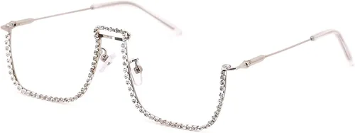 Vista 31 de Naimo Gafas de sol cristalinas brillantes de la mitad del marco de las gafas de sol del Rhinestone Marco de oro con diamantes de imitación
