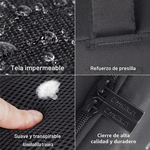 Vista 6 de Cwatcun Mochila profesional para cámara réflex digital con puerto de carga USB, cubierta para lluvia, mochila para computadora portátil de Negro