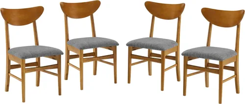 Vista 3 de Crosley Furniture Landon - Juego de 4 sillas de comedor de madera modernas de mediados de siglo con asiento tapizado, silla de cocina, bellota
