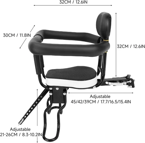 Vista 2 de RiToEasysports Asiento de bicicleta para niños, marco de acero montado en la parte delantera portátil espesado esponja paleta 176.4 lbs capacidad