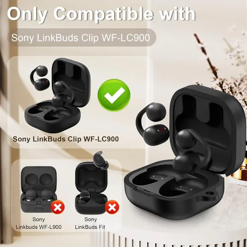 Vista 2 de Funda compatible con Sony LinkBuds Clip WF-LC900, silicona suave a prueba de golpes, funda protectora para auriculares Sony LinkBuds Clip Open-Ear