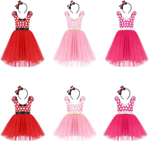 Vista 40 de IWEMEK - Maillot de ballet con diadema para niña con lunares, disfraz con diadema, leotardo