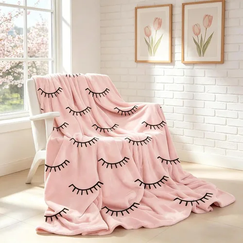 Vista 11 de Manta de pestañas rosa para sofá y cama, manta de franela suave de 50 x 60 pulgadas, bonito patrón de pestañas estética, decoración de habitación
