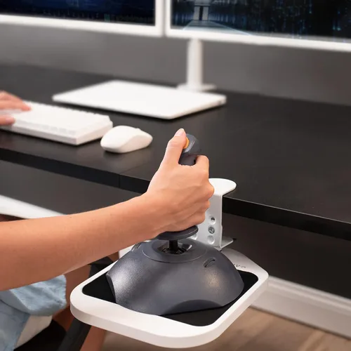 Vista 6 de VIVO Plataforma Soporte para Alfombrilla de Ratón de Madera con Abrazadera, Bandeja Giratoria 360° Ajustable Bajo el Escritorio, Accesorio