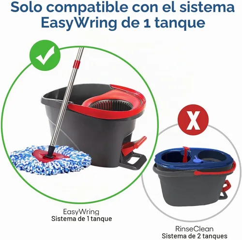 Vista 3 de Matthew Cleaning - Juego de 3 cabezales de repuesto de microfibra azul compatible con EasyWring Spin Mop Reemplazar la cabeza EasyWring de alta
