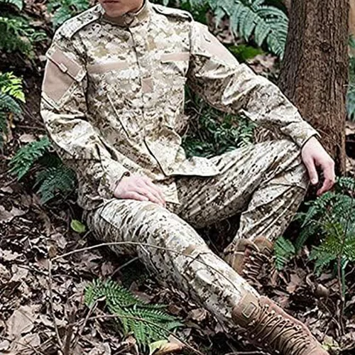 Vista 6 de Militar táctico para hombre caza combate BDU uniforme traje camisa y pantalones con cinturón MC