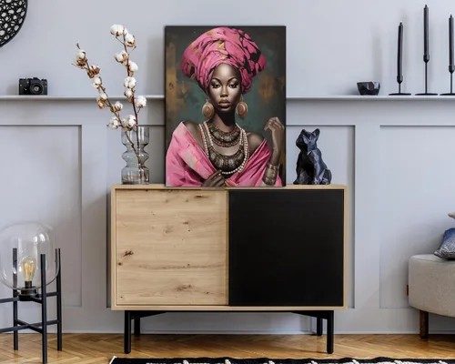 Vista 145 de Arte de pared afroamericano, decoración de rey y reina bailarín negro para sala de estar, arte de pareja de amor negro para dormitorio, lienzo