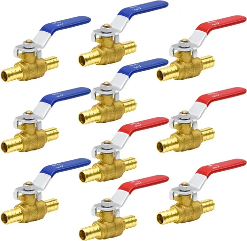 Vista 11 de 4 piezas de válvulas de bola PEX, válvula de bola de latón PEX de 1/2" de puerto completo, válvula de bola de cierre de puerto completo, giro