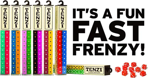 Vista 6 de Juego de dados de fiesta TENZI – Una diversión rápida y divertida para toda la familia – 4 juegos de 10 dados de colores con tubo de almacenamiento