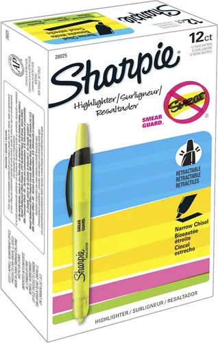 Vista 6 de SHARPIE Resaltadores retráctiles, punta de cincel, amarillo fluorescente, 12 unidades (paquete de 12)